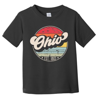 Retro Ohio Home State OH Cool 70s Style Sunset Toddler T-Shirt