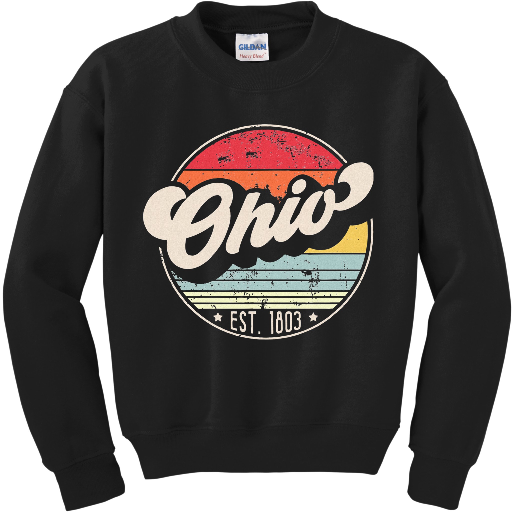 Retro Ohio Home State OH Cool 70s Style Sunset Kids Sweatshirt
