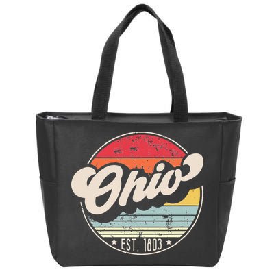 Retro Ohio Home State OH Cool 70s Style Sunset Zip Tote Bag