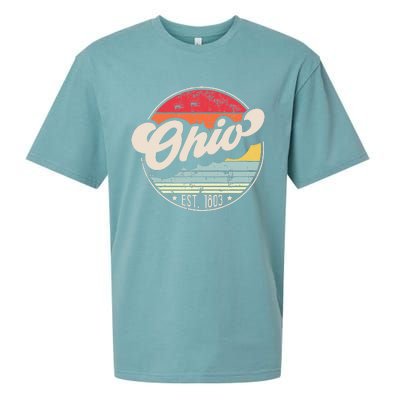 Retro Ohio Home State OH Cool 70s Style Sunset Sueded Cloud Jersey T-Shirt