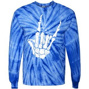 Rock On Horns Skeleton Gift Rock On Heavy Metal Gift Cute Gift Tie-Dye Long Sleeve Shirt