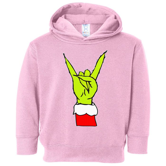 Rock On Hand Christmas Rock & Roll Elf Xmas Toddler Hoodie