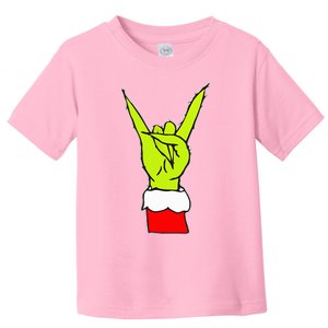 Rock On Hand Christmas Rock & Roll Elf Xmas Toddler T-Shirt