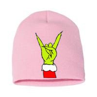 Rock On Hand Christmas Rock & Roll Elf Xmas Short Acrylic Beanie