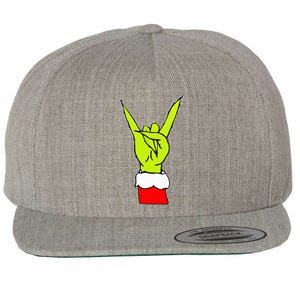 Rock On Hand Christmas Rock & Roll Elf Xmas Wool Snapback Cap