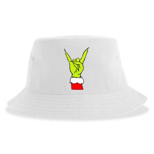 Rock On Hand Christmas Rock & Roll Elf Xmas Sustainable Bucket Hat