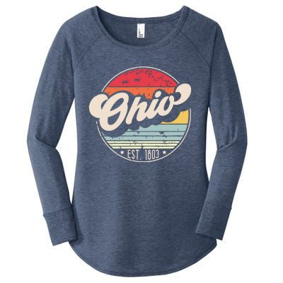 Retro Ohio Home State Oh Cool 70s Style Sunset Women's Perfect Tri Tunic Long Sleeve Shirt