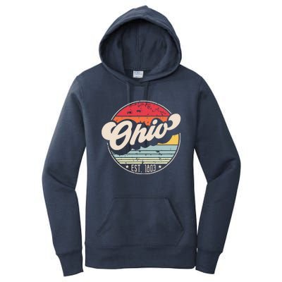 Retro Ohio Home State Oh Cool 70s Style Sunset Women's Pullover Hoodie