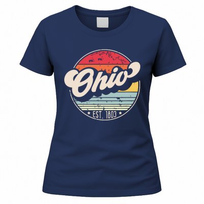 Retro Ohio Home State Oh Cool 70s Style Sunset Women's T-Shirt