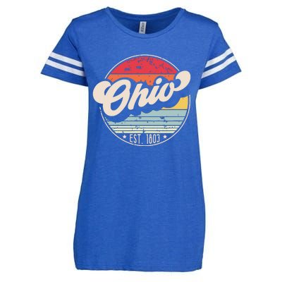 Retro Ohio Home State Oh Cool 70s Style Sunset Enza Ladies Jersey Football T-Shirt