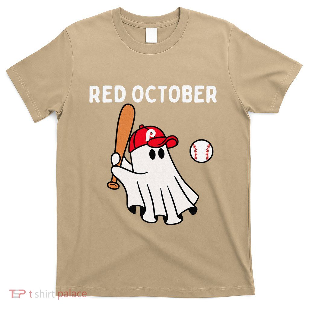 Red October Halloween Baseball Ghost T-Shirt