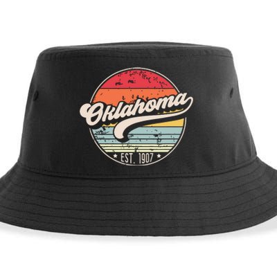 Retro Oklahoma Home State Ok Cool 70s Style Sunset Sustainable Bucket Hat