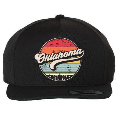 Retro Oklahoma Home State Ok Cool 70s Style Sunset Wool Snapback Cap