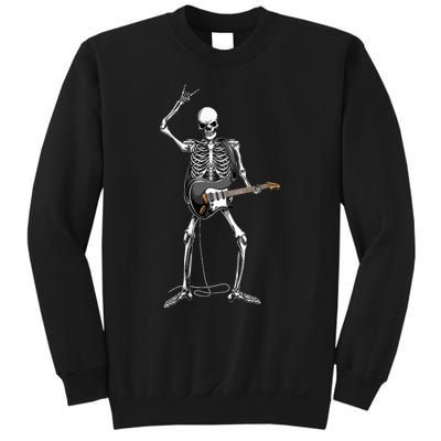 Rock On Halloween Skeleton Guitarist Rock And Roll Band Sweatshirt