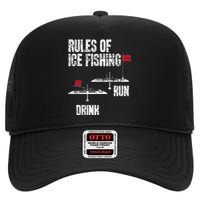 Rules Of Ice Fishing Ice Fisher Fisherman High Crown Mesh Back Trucker Hat