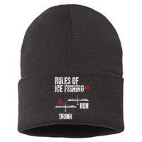 Rules Of Ice Fishing Ice Fisher Fisherman Sustainable Knit Beanie