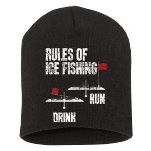 Rules Of Ice Fishing Ice Fisher Fisherman Short Acrylic Beanie