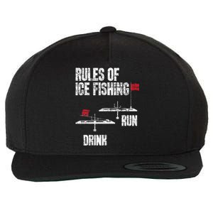 Rules Of Ice Fishing Ice Fisher Fisherman Wool Snapback Cap