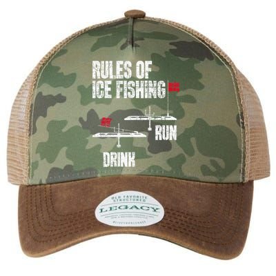 Rules Of Ice Fishing - Ice Fisher Fisherman Fishing Legacy Tie Dye Trucker Hat