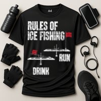 Rules Of Ice Fishing - Ice Fisher Fisherman Fishing Cooling Performance Crew T-Shirt