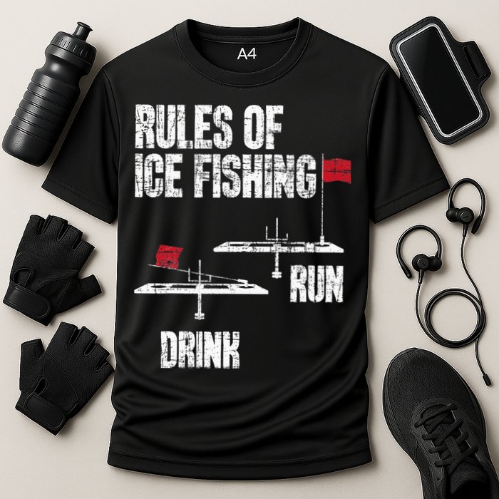 Rules Of Ice Fishing - Ice Fisher Fisherman Fishing Cooling Performance Crew T-Shirt