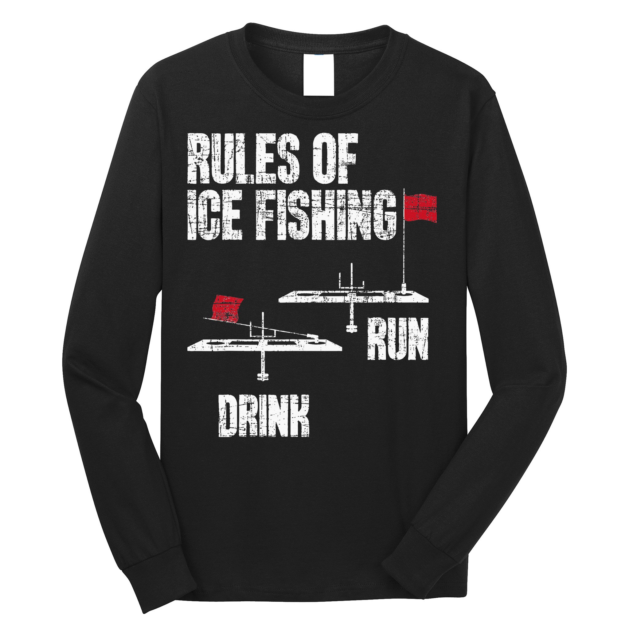 Rules Of Ice Fishing - Ice Fisher Fisherman Fishing Long Sleeve Shirt