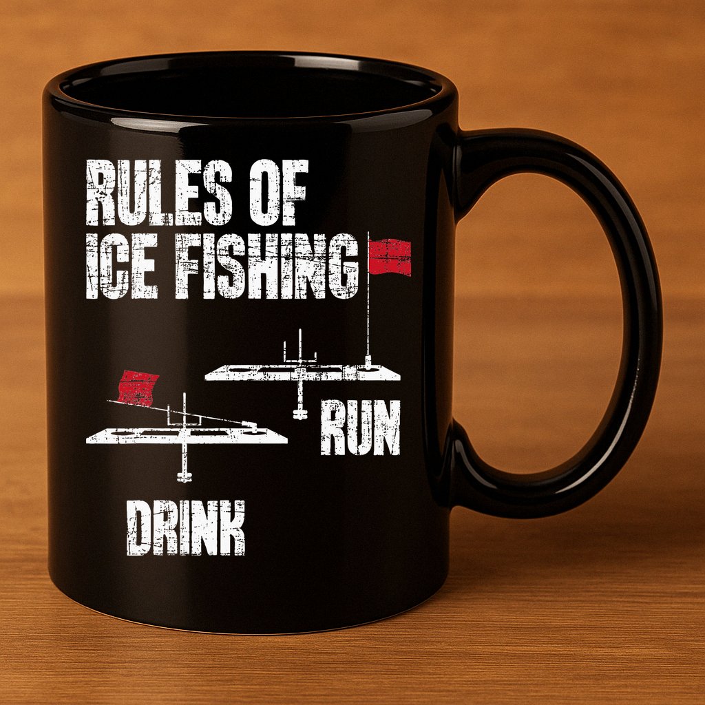 Rules Of Ice Fishing - Ice Fisher Fisherman Fishing 11oz C Handle Ceramic Mug