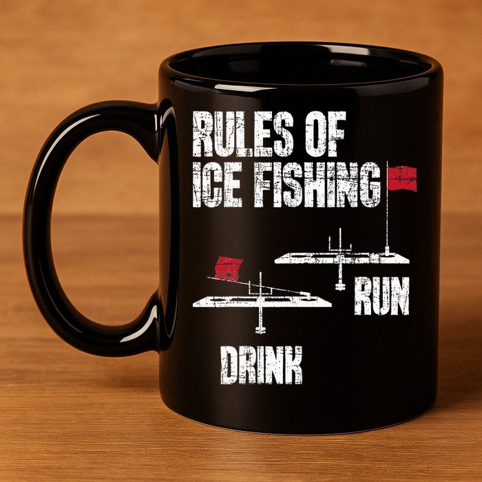 Rules Of Ice Fishing - Ice Fisher Fisherman Fishing 11oz C Handle Ceramic Mug