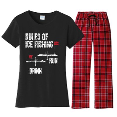 Rules Of Ice Fishing - Ice Fisher Fisherman Fishing Women's Flannel Pajama Set