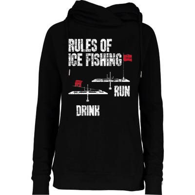 Rules Of Ice Fishing - Ice Fisher Fisherman Fishing Womens Funnel Neck Pullover Hood