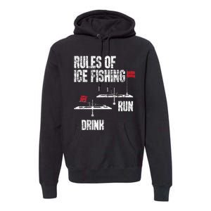 Rules Of Ice Fishing - Ice Fisher Fisherman Fishing Premium Hoodie