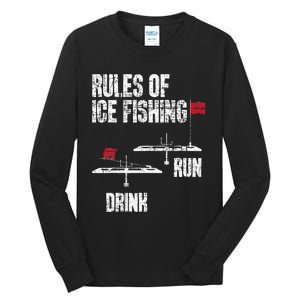 Rules Of Ice Fishing - Ice Fisher Fisherman Fishing Tall Long Sleeve T-Shirt