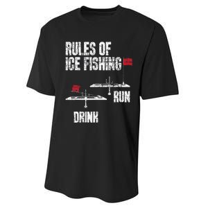 Rules Of Ice Fishing - Ice Fisher Fisherman Fishing Performance Sprint T-Shirt