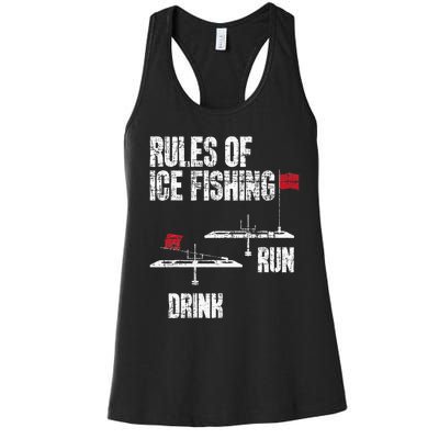 Rules Of Ice Fishing - Ice Fisher Fisherman Fishing Women's Racerback Tank