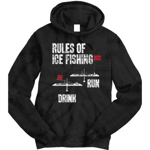 Rules Of Ice Fishing - Ice Fisher Fisherman Fishing Tie Dye Hoodie