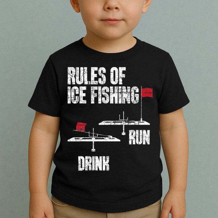 Rules Of Ice Fishing - Ice Fisher Fisherman Fishing Toddler T-Shirt