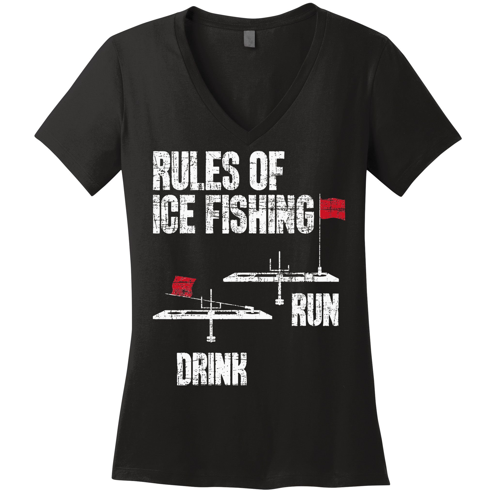 Rules Of Ice Fishing - Ice Fisher Fisherman Fishing Women's V-Neck T-Shirt