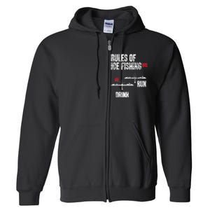 Rules Of Ice Fishing - Ice Fisher Fisherman Fishing Full Zip Hoodie