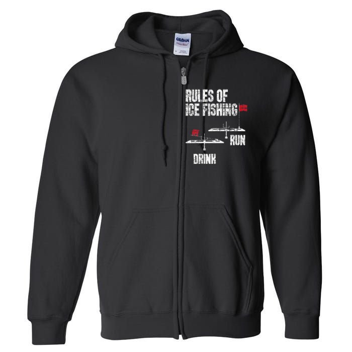 Rules Of Ice Fishing - Ice Fisher Fisherman Fishing Full Zip Hoodie