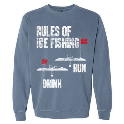 Rules Of Ice Fishing - Ice Fisher Fisherman Fishing Garment-Dyed Sweatshirt