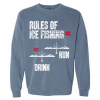 Rules Of Ice Fishing - Ice Fisher Fisherman Fishing Garment-Dyed Sweatshirt