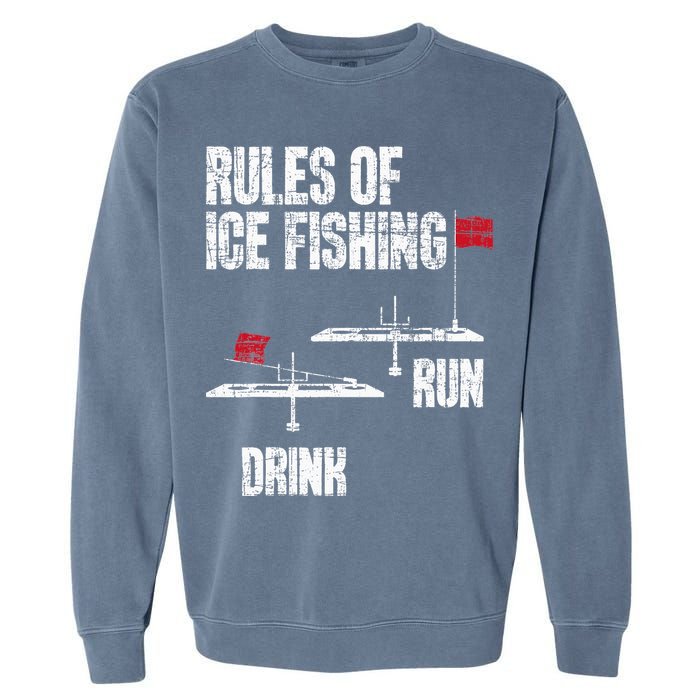 Rules Of Ice Fishing - Ice Fisher Fisherman Fishing Garment-Dyed Sweatshirt