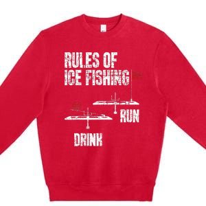 Rules Of Ice Fishing - Ice Fisher Fisherman Fishing Premium Crewneck Sweatshirt