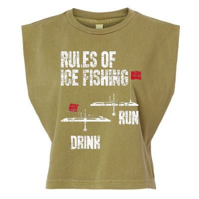 Rules Of Ice Fishing - Ice Fisher Fisherman Fishing Garment-Dyed Women's Muscle Tee