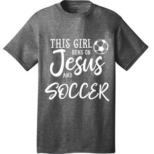 Runs On Jesus And Soccer Gift Christian T-Shirt