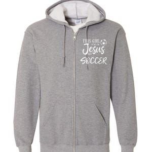 Runs On Jesus And Soccer Gift Christian Full Zip Hoodie