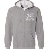 Runs On Jesus And Soccer Gift Christian Full Zip Hoodie