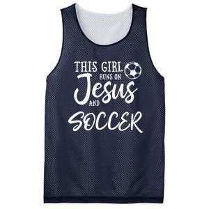 Runs On Jesus And Soccer Gift Christian Mesh Reversible Basketball Jersey Tank