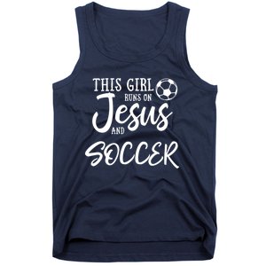 Runs On Jesus And Soccer Gift Christian Tank Top