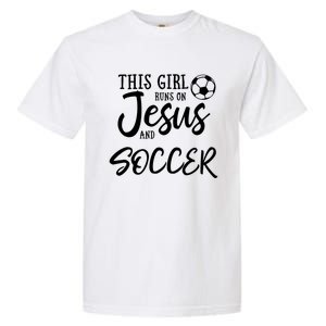 Runs On Jesus And Soccer Gift Christian Garment-Dyed Heavyweight T-Shirt